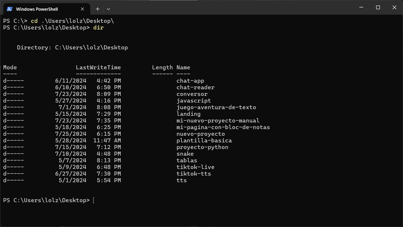 Ejemplo de navegación en CLI